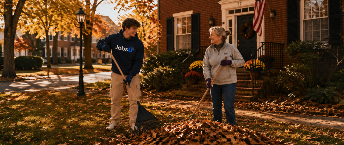 College student helping a neighbor